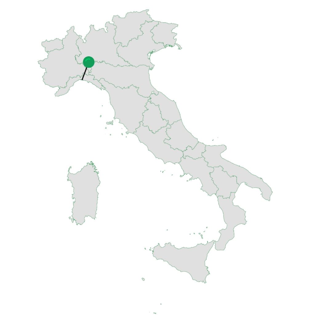 Karte von Italien mit der Markierung von Genua