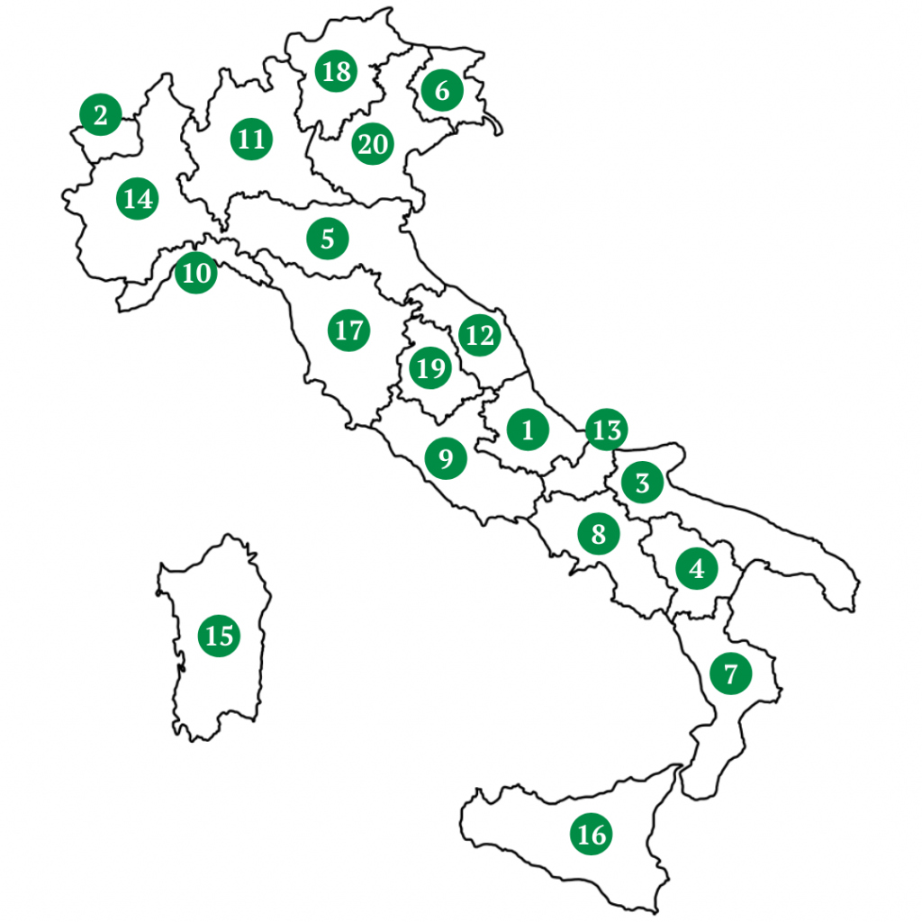 Regionen in Italien Karte