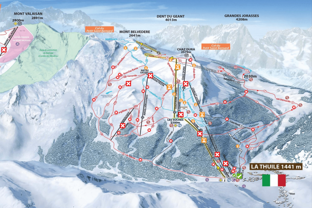 Pistenplan Skigebiet La Thuile